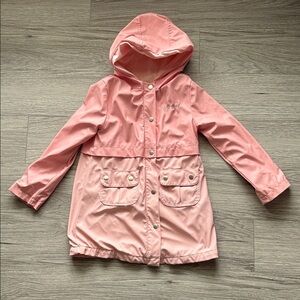 DKNY Pink Hooded Kids Rain Jacket Size 6